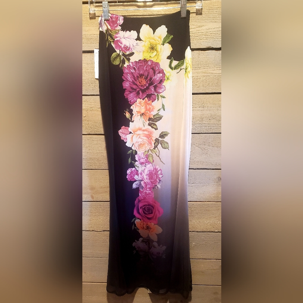 AFRM Gradient Floral Maxi Skirt in Black and Pink
